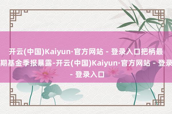 开云(中国)Kaiyun·官方网站 - 登录入口把柄最新一期基金季报暴露-开云(中国)Kaiyun·官方网站 - 登录入口